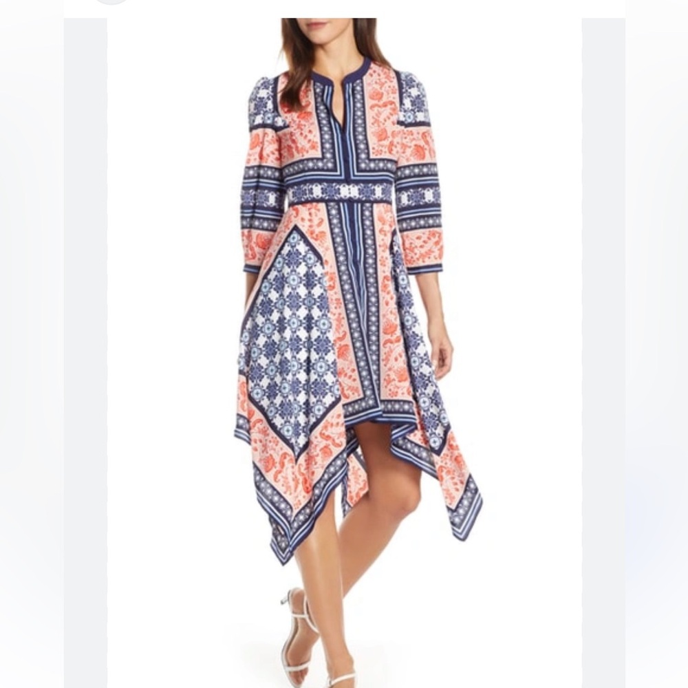 NWT Eliza J Bandana Print Handkerchief Hem Dress Size 8